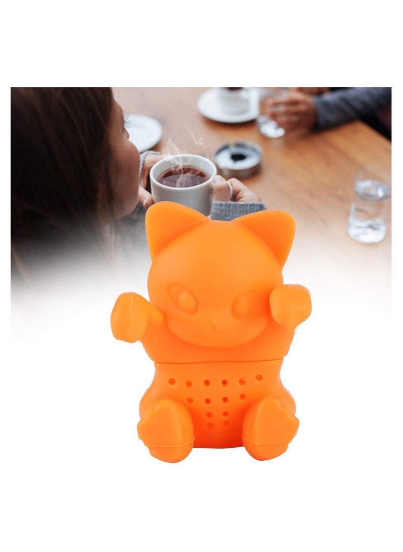 Generic 1 Pcs Tea Strainer, Cute Cat Shaped Loose Tea Leaf Strainer Filter Silicone Tea Infuser Accessory for Home Office  - Image 1