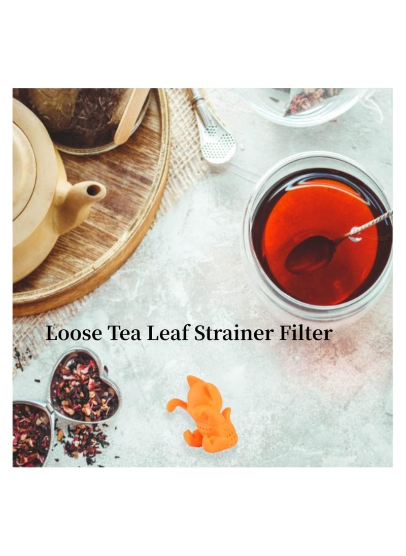 Generic 1 Pcs Tea Strainer, Cute Cat Shaped Loose Tea Leaf Strainer Filter Silicone Tea Infuser Accessory for Home Office  - Image 4