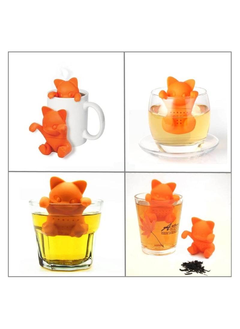 Generic 1 Pcs Tea Strainer, Cute Cat Shaped Loose Tea Leaf Strainer Filter Silicone Tea Infuser Accessory for Home Office  - Image 2