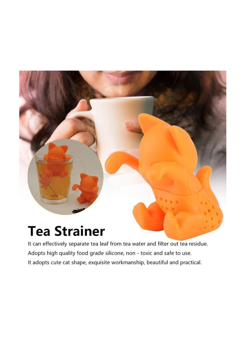 Generic 1 Pcs Tea Strainer, Cute Cat Shaped Loose Tea Leaf Strainer Filter Silicone Tea Infuser Accessory for Home Office  - Image 5