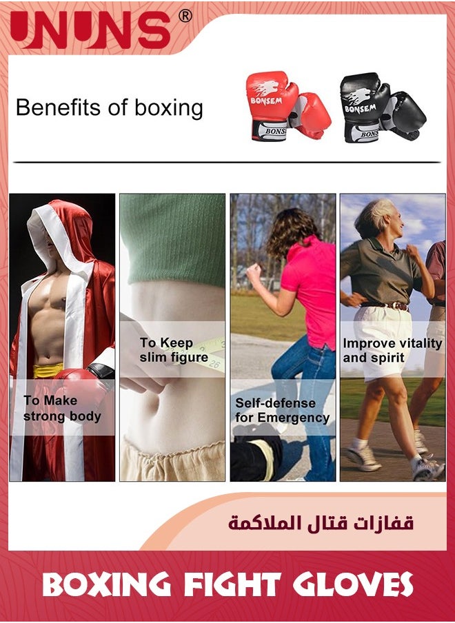 UNUNS - Boxing Gloves,10oz Kickboxing Gloves,Leather Punching Bag Gloves,Full Finger Punching Mitts Training Gloves,Muay Thai Gloves,Junior Sparring Training Boxing Equipment,Heavy Bag Gloves For Men Women - Image 1