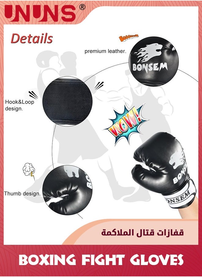 UNUNS - Boxing Gloves,10oz Kickboxing Gloves,Leather Punching Bag Gloves,Full Finger Punching Mitts Training Gloves,Muay Thai Gloves,Junior Sparring Training Boxing Equipment,Heavy Bag Gloves For Men Women - Image 1