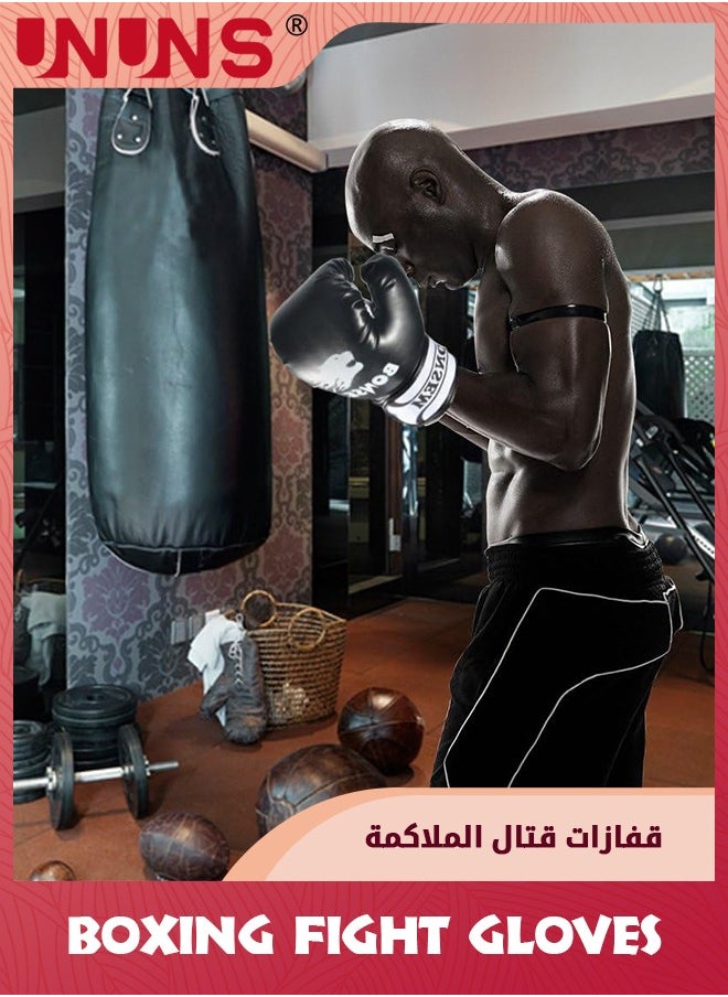 UNUNS - Boxing Gloves,10oz Kickboxing Gloves,Leather Punching Bag Gloves,Full Finger Punching Mitts Training Gloves,Muay Thai Gloves,Junior Sparring Training Boxing Equipment,Heavy Bag Gloves For Men Women - Image 1