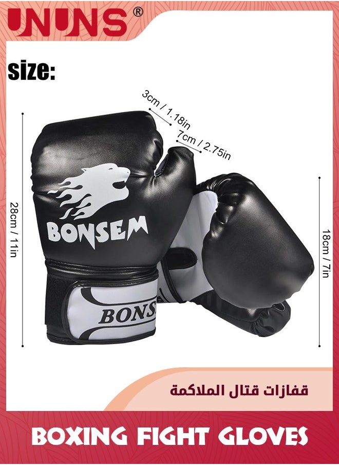 UNUNS - Boxing Gloves,10oz Kickboxing Gloves,Leather Punching Bag Gloves,Full Finger Punching Mitts Training Gloves,Muay Thai Gloves,Junior Sparring Training Boxing Equipment,Heavy Bag Gloves For Men Women - Image 1