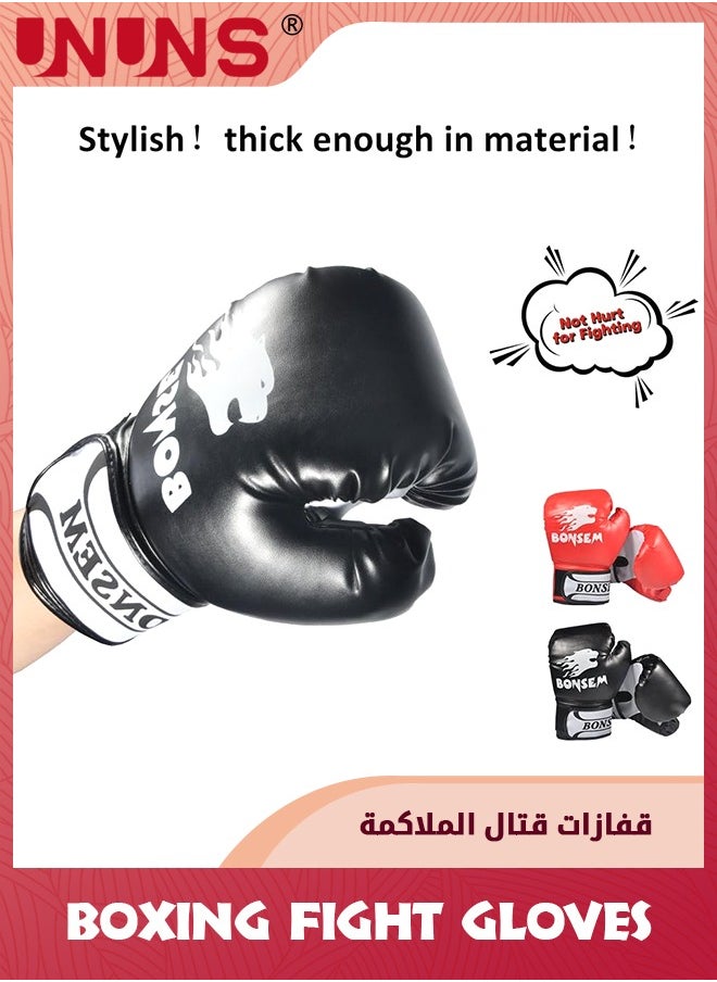 UNUNS - Boxing Gloves,10oz Kickboxing Gloves,Leather Punching Bag Gloves,Full Finger Punching Mitts Training Gloves,Muay Thai Gloves,Junior Sparring Training Boxing Equipment,Heavy Bag Gloves For Men Women - Image 1