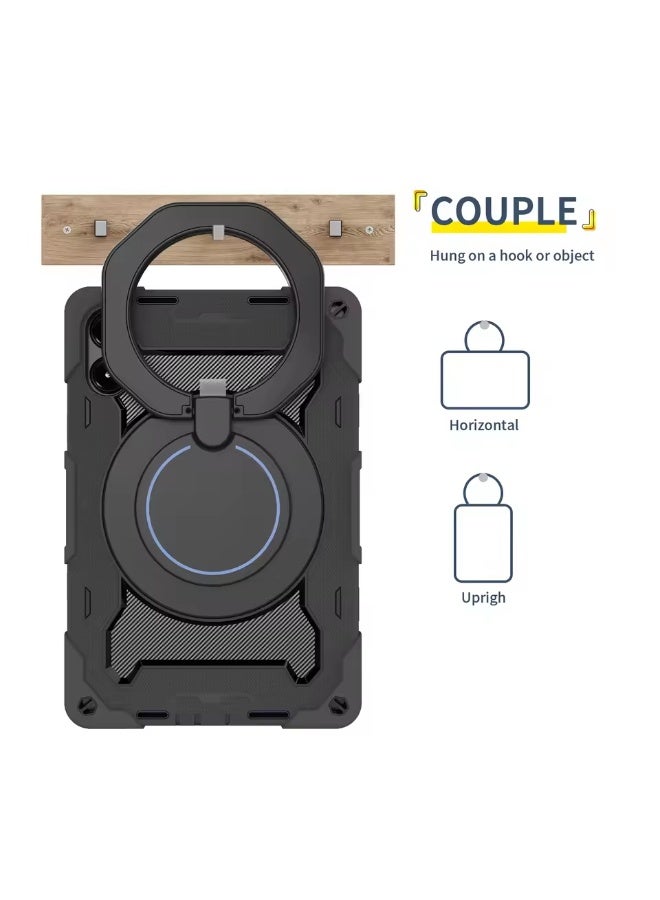 URBBKING PC + Silicone 3-Layers Combo Armor Heavy Duty Shockproof Cover with 360° Rotating Ring Stand for Redmi Pad Pro 12.1/Xiaomi Poco Pad 12.1 Black  - Image 3