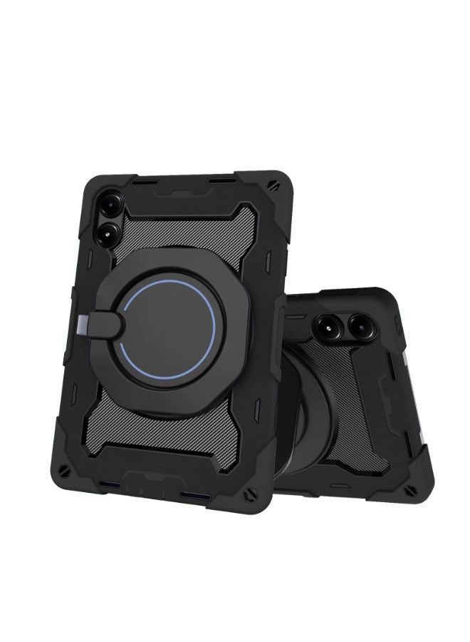 URBBKING PC + Silicone 3-Layers Combo Armor Heavy Duty Shockproof Cover with 360° Rotating Ring Stand for Redmi Pad Pro 12.1/Xiaomi Poco Pad 12.1 Black  - Image 2