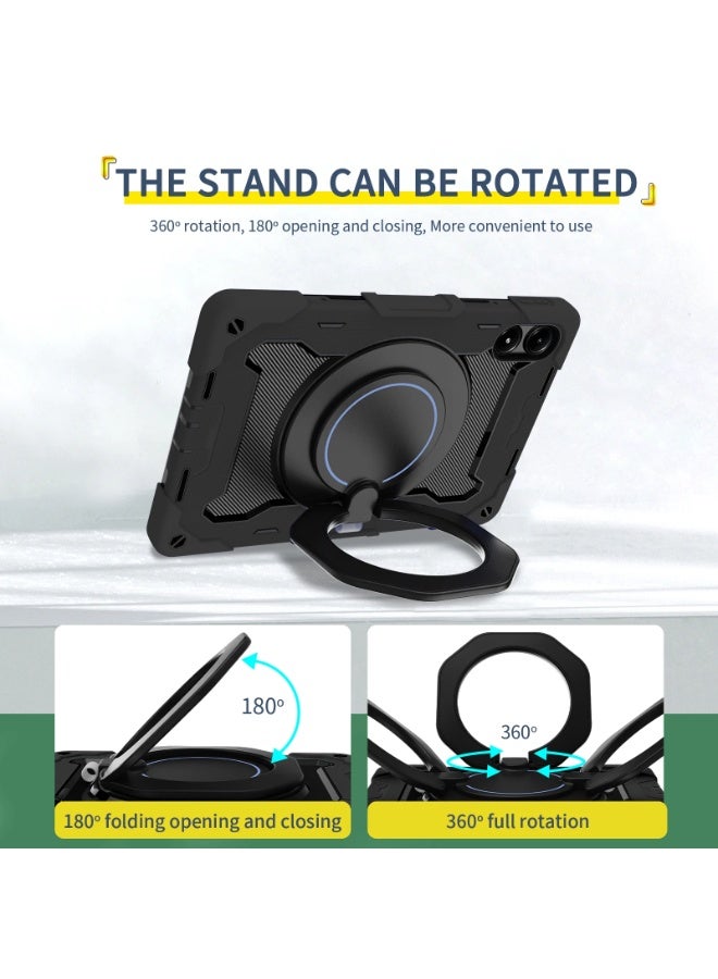 URBBKING PC + Silicone 3-Layers Combo Armor Heavy Duty Shockproof Cover with 360° Rotating Ring Stand for Redmi Pad Pro 12.1/Xiaomi Poco Pad 12.1 Black  - Image 5