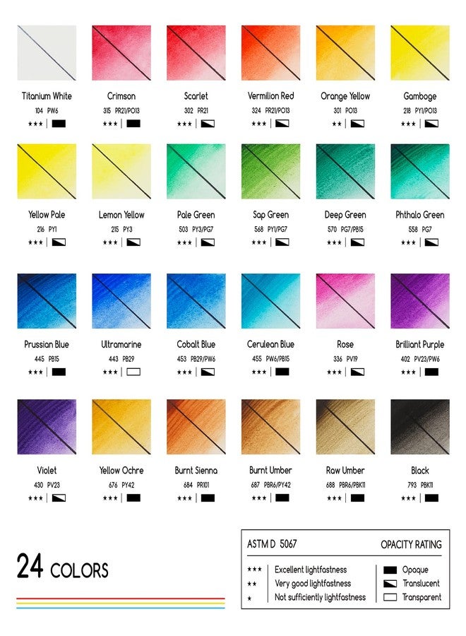 MEEDEN Watercolour Paint Set - 24 x 12ml Tubes - Water Colour Paints for Students Beginners - Image 2