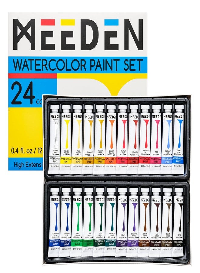 MEEDEN Watercolour Paint Set - 24 x 12ml Tubes - Water Colour Paints for Students Beginners - Image 1