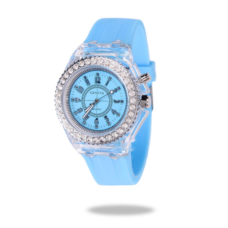 Unisex Fashion Quartz Sports Watch Waterproof Light blue 