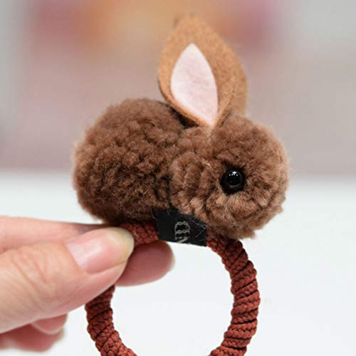 Aysekone 5 Pack Stuffed Rabbit Style Hair Bands Hair Scrunchies Hair Elastics Ties Ropes Felt Plush Bunny Ponytail Holders - Image 4