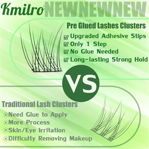 kmilro Self Adhesive Eyelashes 10-14mm Natural Self Adhesive Lash Clusters Wispy Press on Lashes No Glue Needed 120Pcs Pre Glued Lashes Clusters Reusable DIY Eyelash Extensions Kit with Tweezers, by Kmilro - Image 5