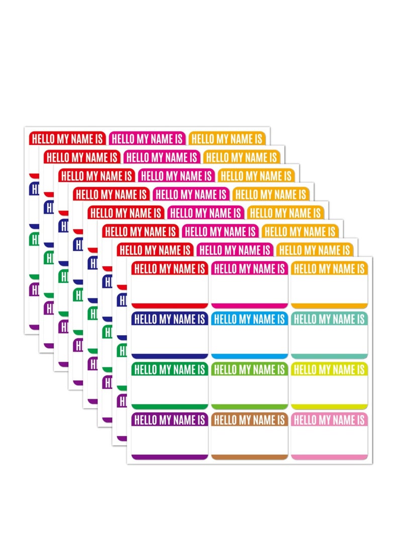 SYOSI Name Tag Stickers, "Hello My Name is" Stickers 12 Colors, Waterproof Name Tags for Clothes, Schoolbag, Cups, Name Stickers Supplies for Themed Party Family Home School Office, 96 Pcs - Image 1