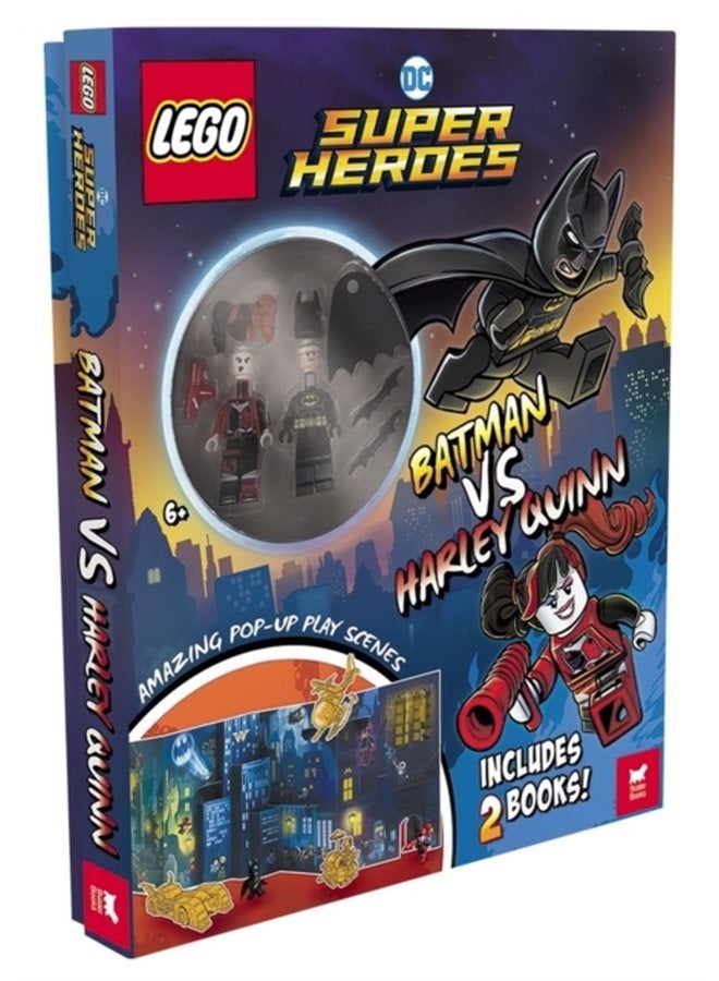 ليغو أبطال دي سي الخارقين باتمان ضد هارلي كوين مع شخصيات باتمان وهارلي كوين المصغرة ومشاهد اللعب المنبثقة و2 كتاب - غلاف صلب