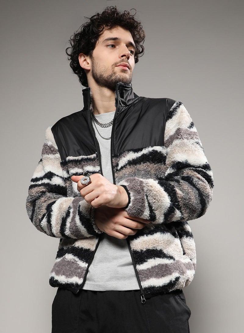 Campus Sutra Men's Brown Zip-Front Jacket With Ribbed Hem - Image 2