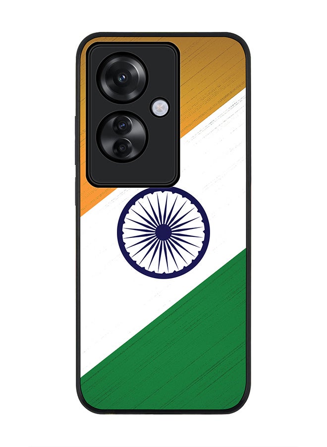 Stylizedd Rugged Black edge case for Oppo Reno11 F / Oppo F25 Pro 5G, Slim fit Soft Case Flexible Rubber Edges Anti Drop TPU Gel Thin Cover -  Flag Of India - Image 1