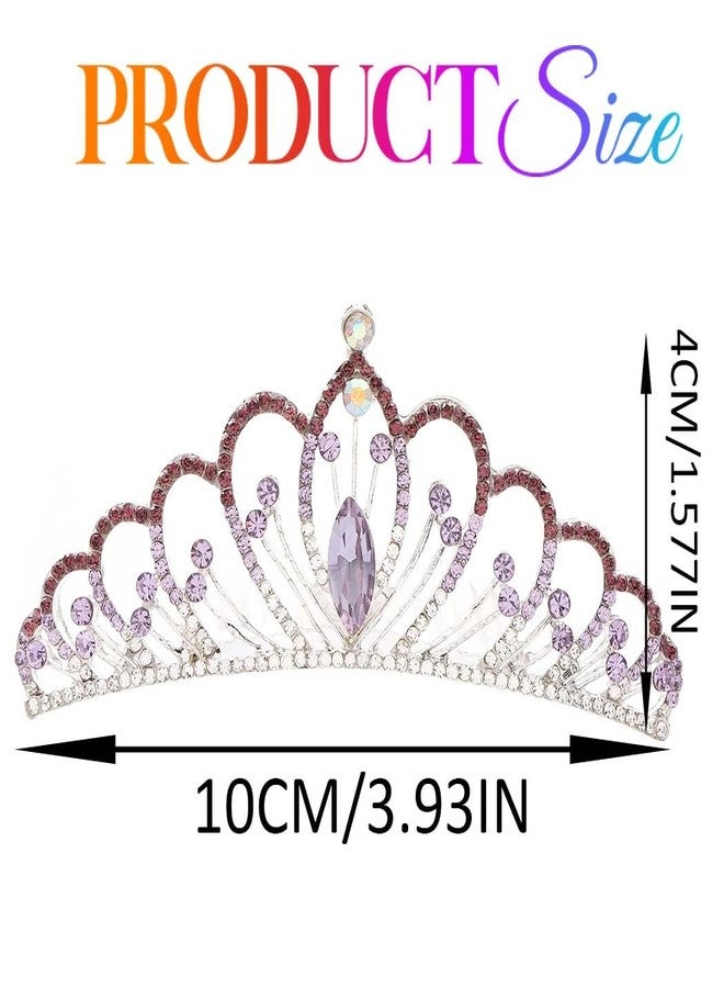Yean Mini Tiara Comb Silver Tiara Hair Comb Rhinestone Hair Accessories for Girls (Purple) - Image 5