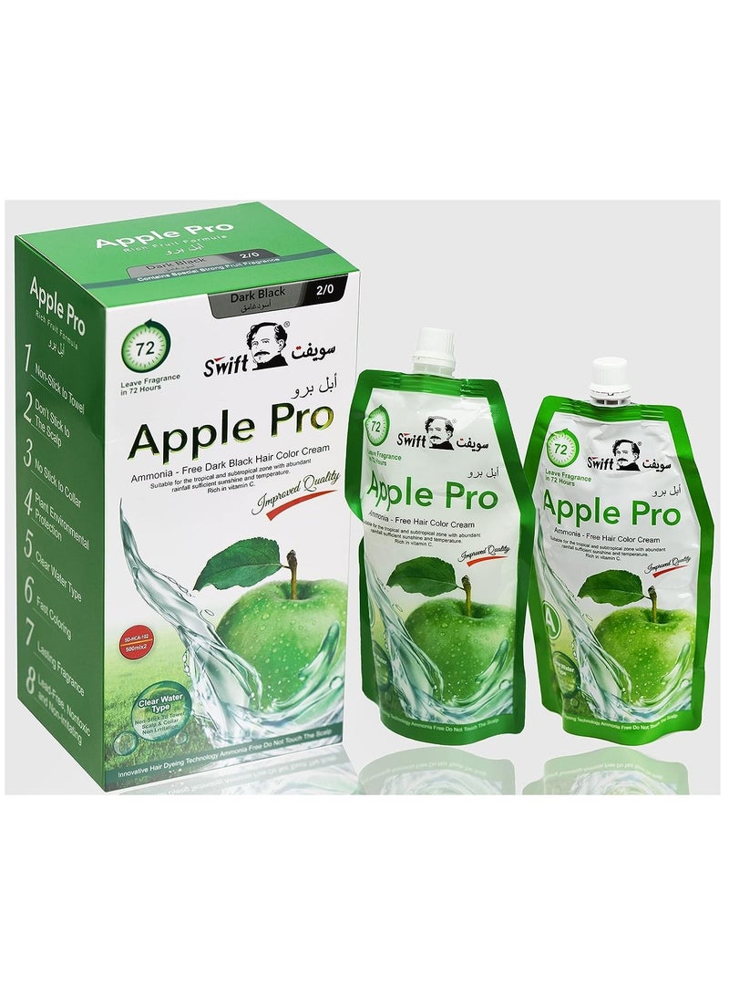Swift Apple Pro Ammonia free Dark Black Hair Color Cream  (500mlx2) - Image 1