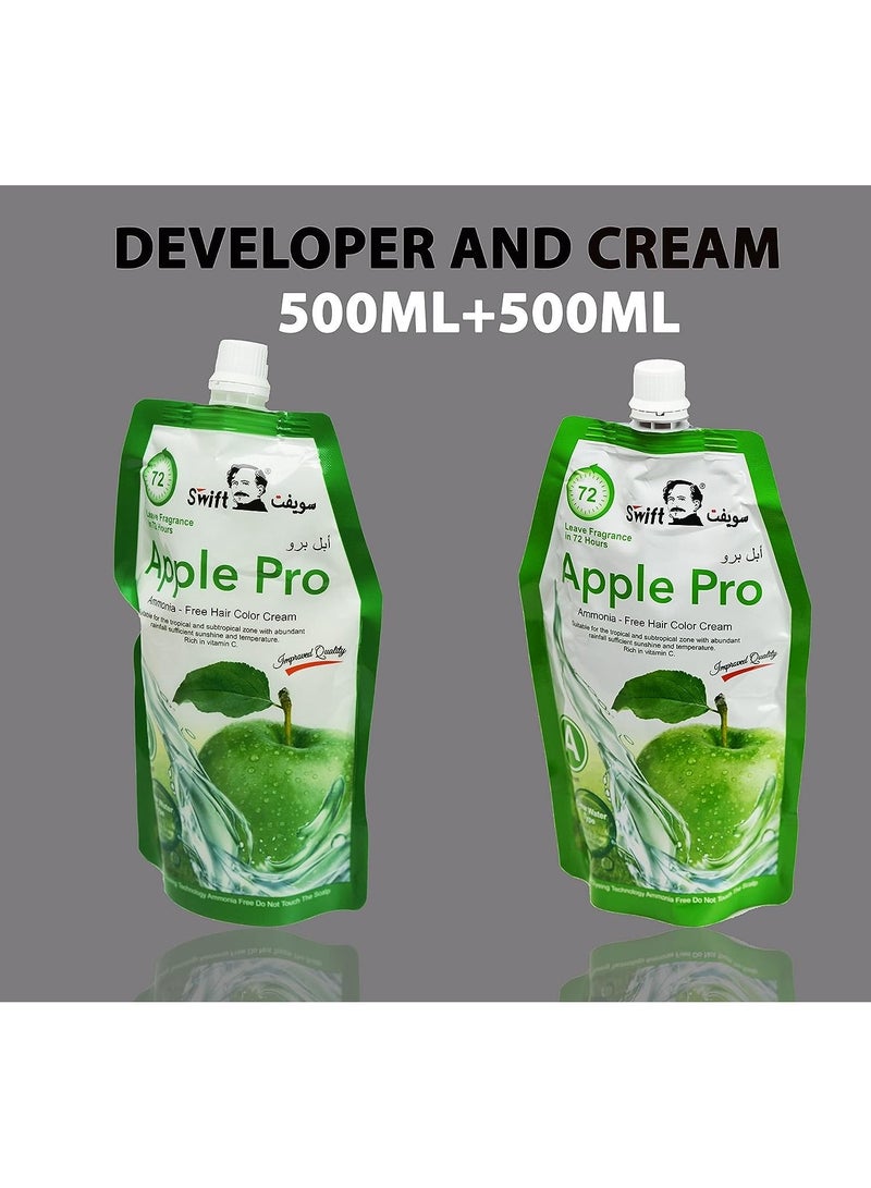 Swift Apple Pro Ammonia free Dark Black Hair Color Cream  (500mlx2) - Image 2