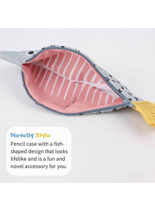 Fish Shape Novelty Pencil Case ,Fish Pen Bag, Fish Coin Purse, Funny Pencil Pouch with Simulated Fishbone Lining - Image 4