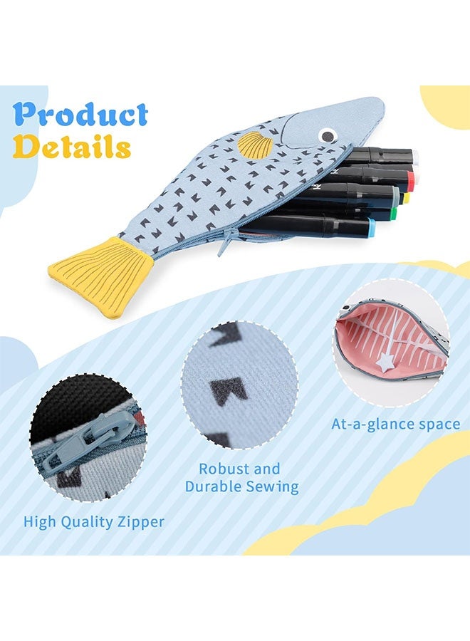 Fish Shape Novelty Pencil Case ,Fish Pen Bag, Fish Coin Purse, Funny Pencil Pouch with Simulated Fishbone Lining - Image 3