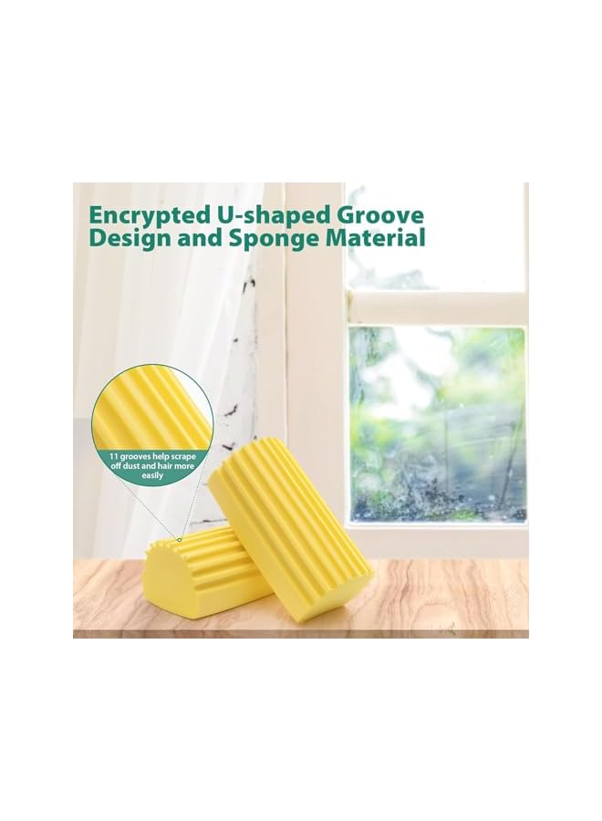 promass Damp Clean Duster Sponge, 2 Pack Magic Cleaning Sponge Baseboard Cleaner Tool for Blinds, Glass, Baseboards,Radiators,Window Track Grooves(Yellow) - Image 4