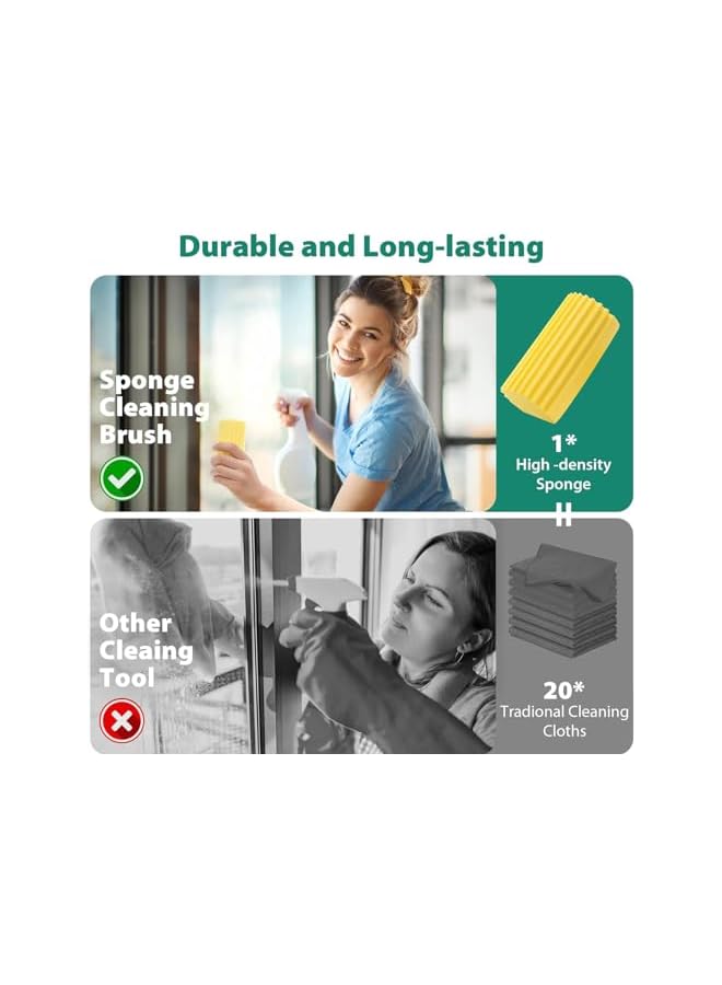 promass Damp Clean Duster Sponge, 2 Pack Magic Cleaning Sponge Baseboard Cleaner Tool for Blinds, Glass, Baseboards,Radiators,Window Track Grooves(Yellow) - Image 3