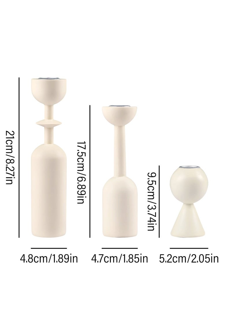 مجموعة حاملات شموع بيضاء زخرفية، مجموعة حاملات شموع من الراتنج، لحامل شموع متعدد الأغراض للمنزل، زخرفة أنيقة لحفلات تدشين المنزل، غرفة النوم الجامعية، والطراز الريفي. - Image 5