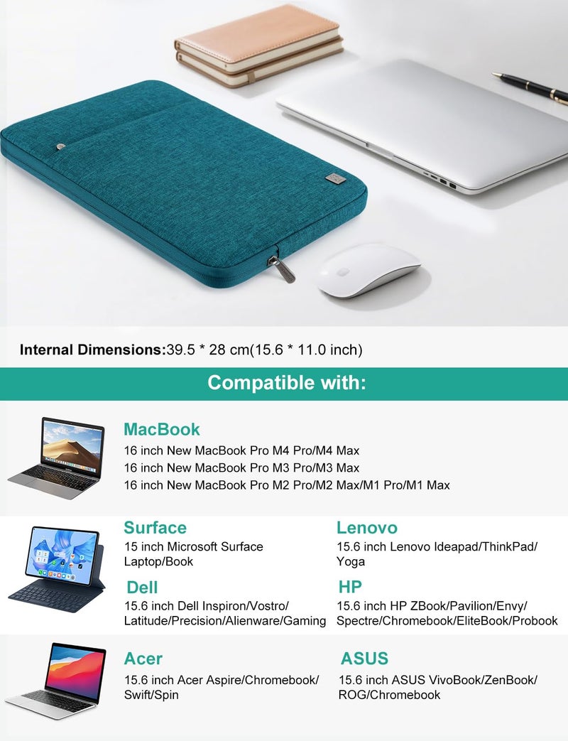 DOMISO Laptop Case Laptop Sleeve Cover for 16 inch MacBook Pro M4/M3/M2/M1 Pro/Max A3403 A3186 A2991 A2780 A2485 A2141,Compatible with 15.6 inch HP Lenovo Dell XPS 16,Teal - Image 2
