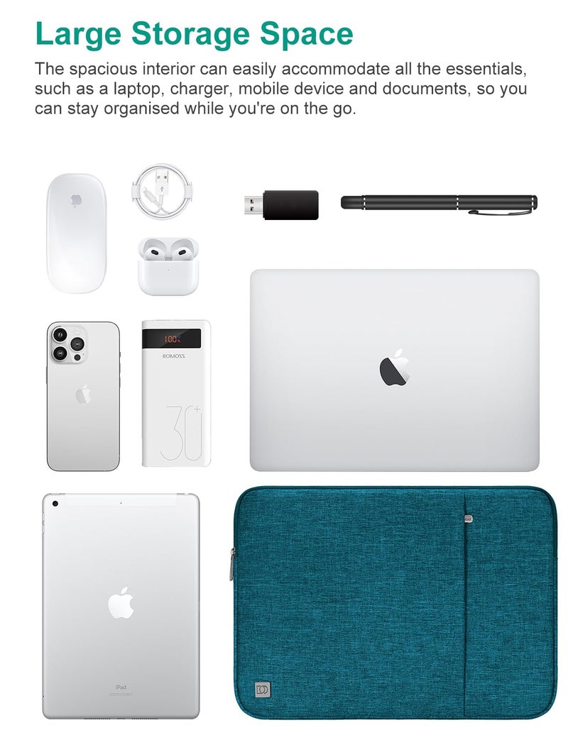 DOMISO Laptop Case Laptop Sleeve Cover for 16 inch MacBook Pro M4/M3/M2/M1 Pro/Max A3403 A3186 A2991 A2780 A2485 A2141,Compatible with 15.6 inch HP Lenovo Dell XPS 16,Teal - Image 3