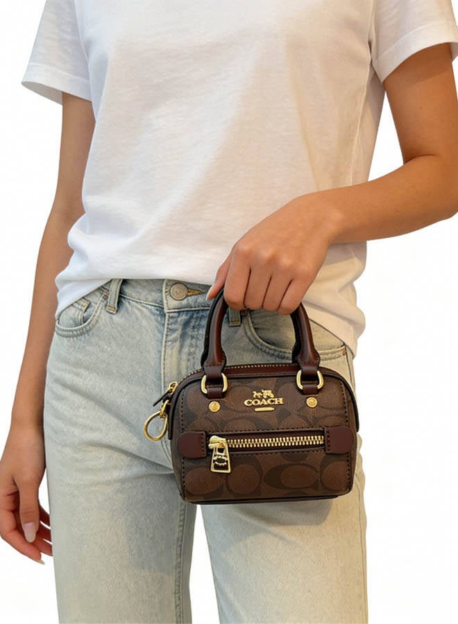 coachoutlet Brown Printed Mini Handbag Shoulder Bag Cute Small Decorative Bag - Image 2