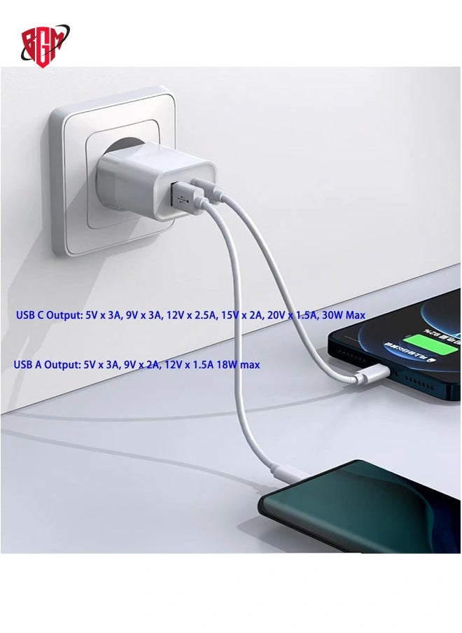BGM "30W GaN Dual Ports Charger â€“ High-Speed USB-C for iPhone, MacBook Air, Samsung Laptop, and 18W USB Port for Additional Charging"  - Image 3