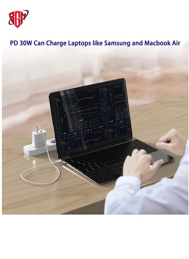 BGM "30W GaN Dual Ports Charger â€“ High-Speed USB-C for iPhone, MacBook Air, Samsung Laptop, and 18W USB Port for Additional Charging"  - Image 4