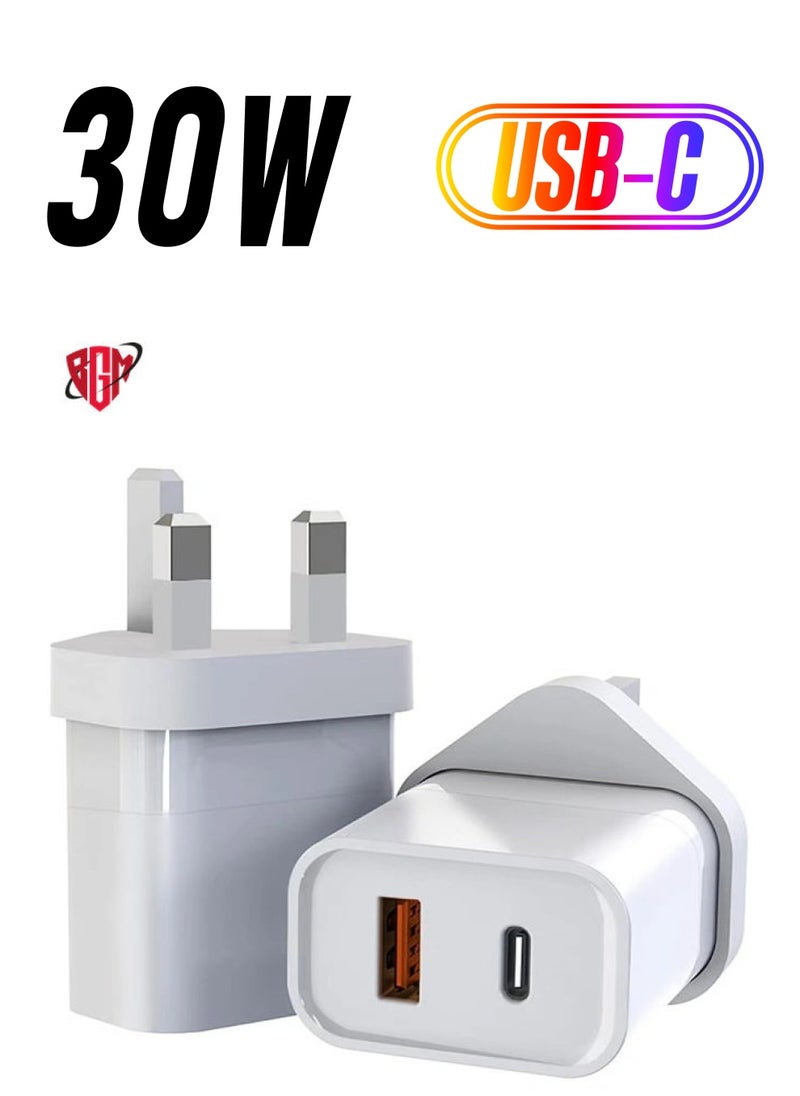 BGM "30W GaN Dual Ports Charger â€“ High-Speed USB-C for iPhone, MacBook Air, Samsung Laptop, and 18W USB Port for Additional Charging"  - Image 1