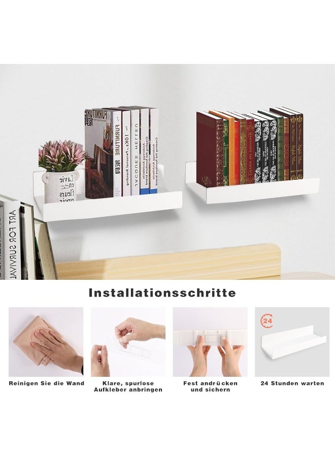 TPGP 2 X Wall Shelves, White, No Drilling, Acrylic Floating Shelf, Picture Rail, Suitable For Kitchen, Bathroom, Office, Living Room - Image 4
