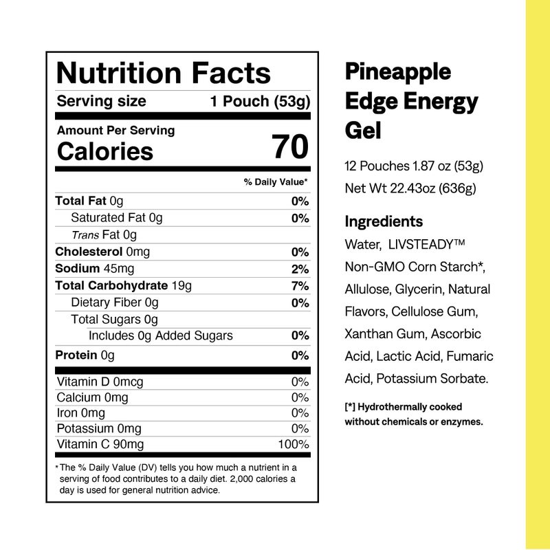 UCAN Edge Energy Gel Shots, Pineapple (12, 1.87 Ounce Packets) for Running, Training, Workouts, Fitness, Cycling, Crossfit | Sugar-Free, Vegan, & Keto Friendly Energy Supplement - Image 4