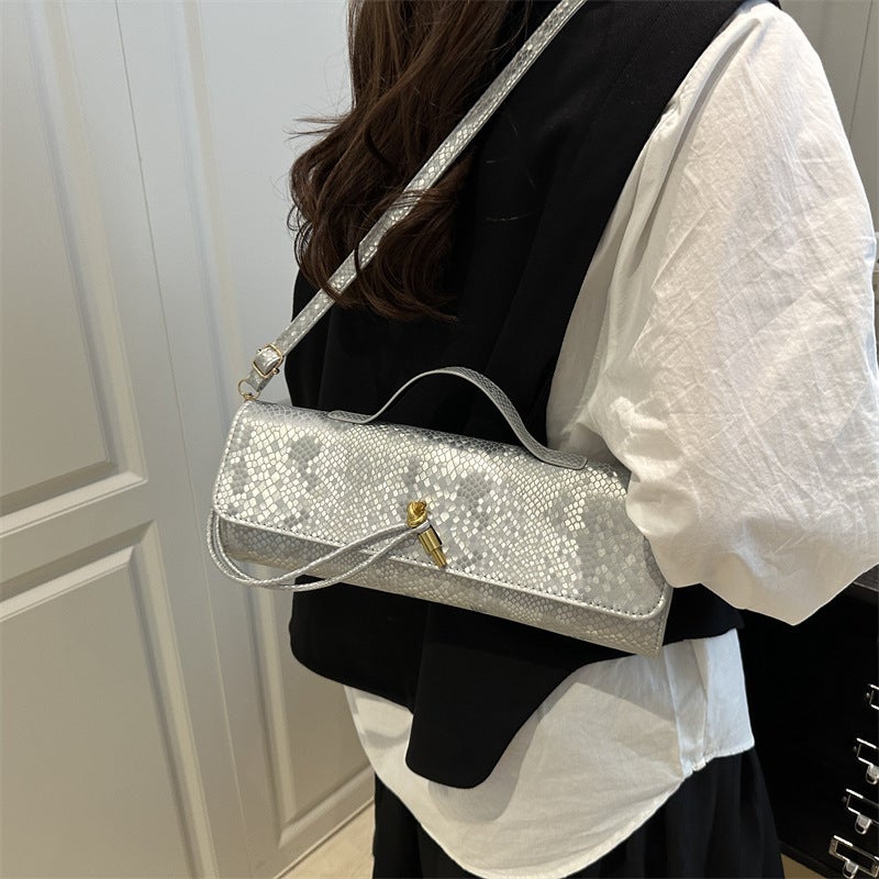 Style Snake Pattern Leather Niche New Product Retro Light Luxury Texture Versatile Foreign Style One-Shoulder Portable - Image 3