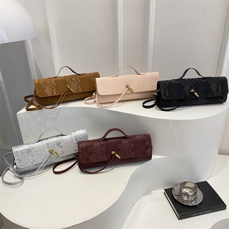 Style Snake Pattern Leather Niche New Product Retro Light Luxury Texture Versatile Foreign Style One-Shoulder Portable - Image 5