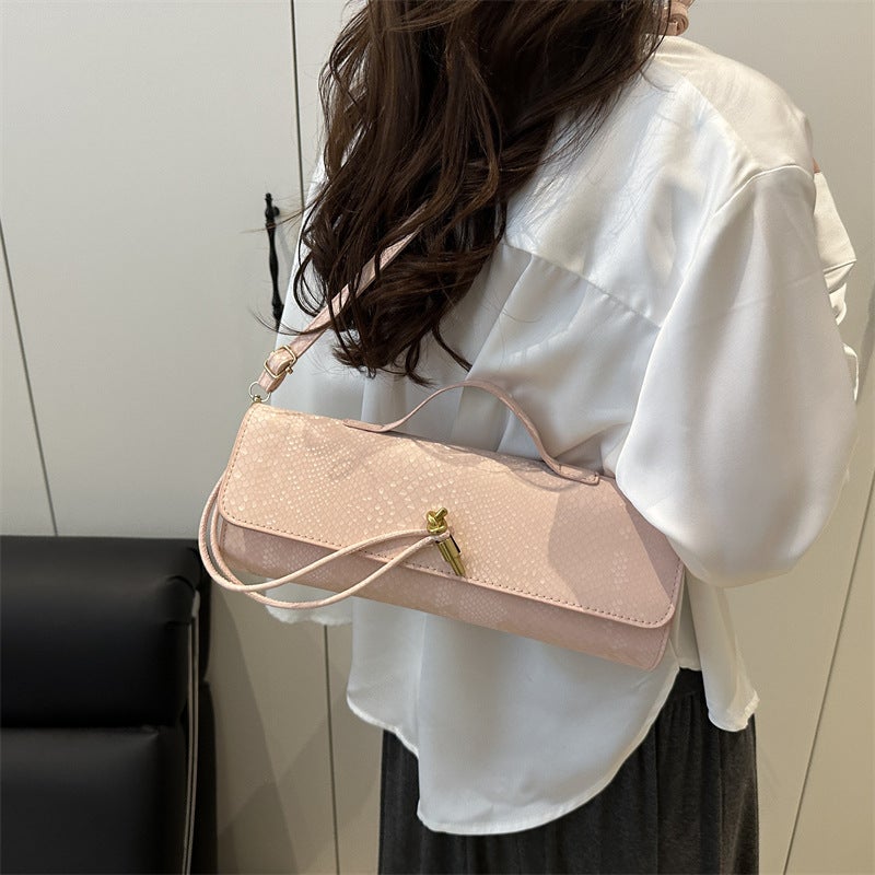 Style Snake Pattern Leather Niche New Product Retro Light Luxury Texture Versatile Foreign Style One-Shoulder Portable - Image 2