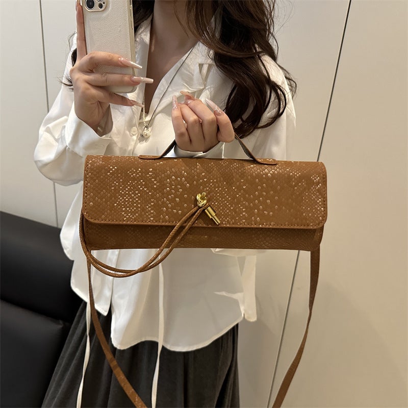 Style Snake Pattern Leather Niche New Product Retro Light Luxury Texture Versatile Foreign Style One-Shoulder Portable - Image 4