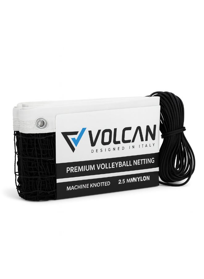 فولكان فيتنس شبكة كرة طائرة فاخرة من فولكان – نايلون معقود آليًا بسُمك 2.5 مم، مقاس 9.5 م × 1 م – شبكة متينة للاستخدام الخارجي والداخلي - Image 1