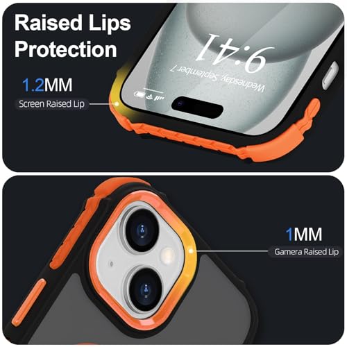 LLZ.COQUE Magnetic for iPhone 15 Case, Compatible with Magsafe, Bumper Military-Grade Protective Cover, Slim Shockproof Anti-Scratch Translucent Matte Men Women Phone Case for iPhone 15 6.1", Orange - Image 4