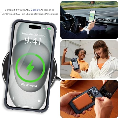 LLZ.COQUE Magnetic for iPhone 15 Case, Compatible with Magsafe, Bumper Military-Grade Protective Cover, Slim Shockproof Anti-Scratch Translucent Matte Men Women Phone Case for iPhone 15 6.1", Orange - Image 3