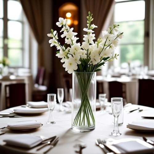 CYS EXCEL مزهرية زجاجية شفافة من CYS EXCEL (H-16" D-6") | خيارات متعددة من أحجام مزهريات الزهور المركزية | مزهرية حامل شموع عائمة هاركانا - Image 4