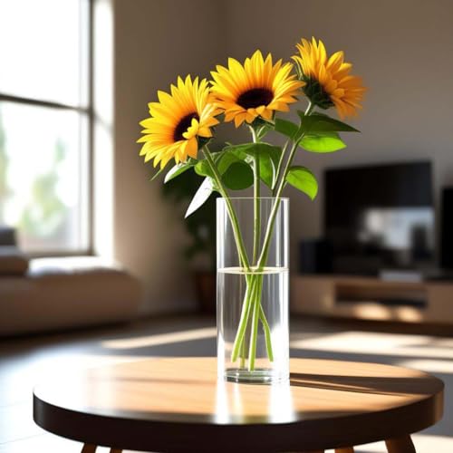 CYS EXCEL مزهرية زجاجية شفافة من CYS EXCEL (H-16" D-6") | خيارات متعددة من أحجام مزهريات الزهور المركزية | مزهرية حامل شموع عائمة هاركانا - Image 3