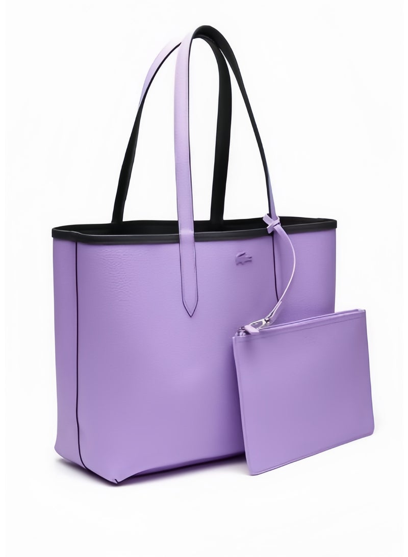 Lacoste Women's Double sided Two tone Large Capacity Handbag, Fashionable Multi functional, Black and Purple - Image 5