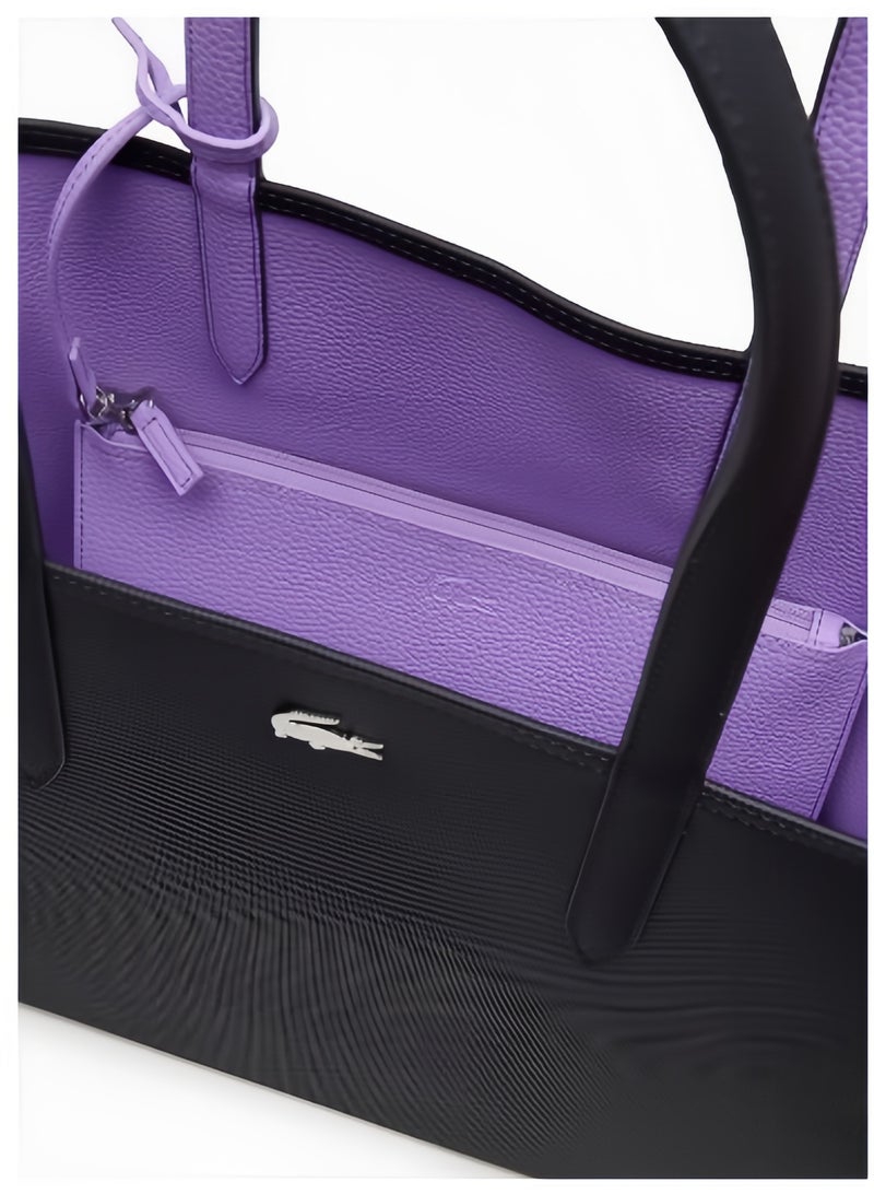 Lacoste Women's Double sided Two tone Large Capacity Handbag, Fashionable Multi functional, Black and Purple - Image 3