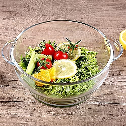 OUPSTRIVE Microwave Oven Safe Solid Glass Serving Bowl Toughen Borosilicate Glass Casserole with Glass Lid 1000 ML Set of 3 - Image 3