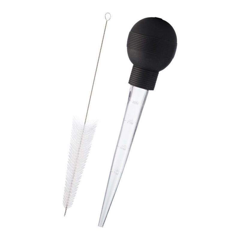 Rubber and plastic turkey pump, household kitchen seasoning and roasting pump, sauce and oil injector, drip oil and seasoning tube with cleaning brush - Image 1
